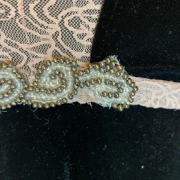 Free People Black Velvet Dress with Pink Trim - Picture 4 of 12